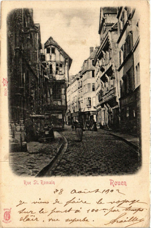 Carte postale ancienne Rouen-Rue Saint-Romain à Rouen