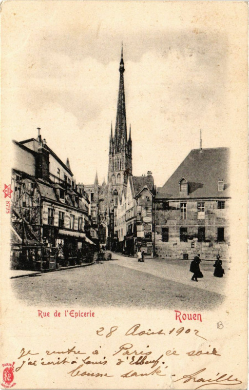 Carte postale ancienne Rouen-Rue de l'Epicerie à Rouen