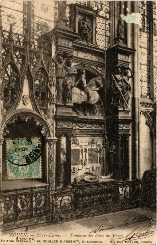 Carte postale ancienne Rouen-Notre Dame Tombeau des Ducs de Breze à Rouen