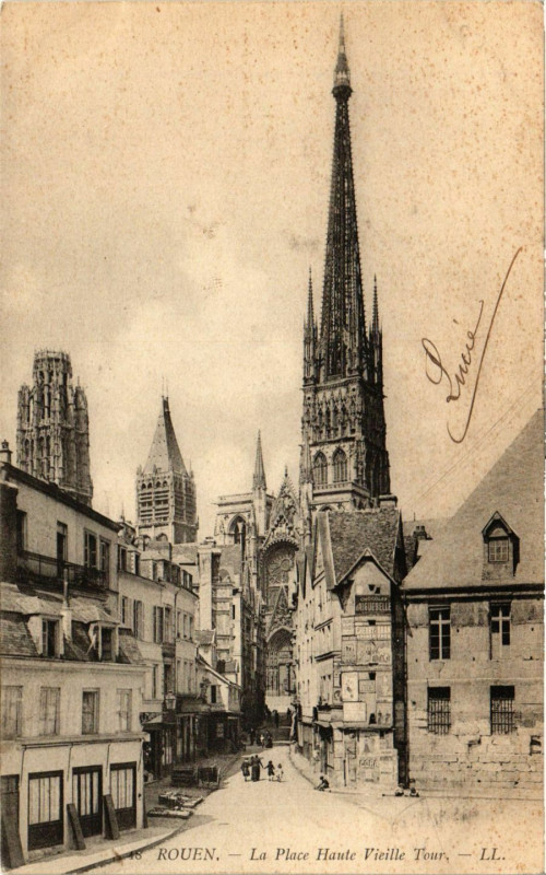 Carte postale ancienne Rouen-La Place Haute Vieille Tour à Rouen