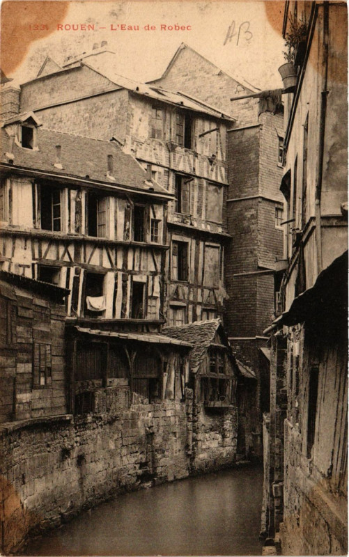 Carte postale ancienne Rouen-L'Eau de Robec à Rouen
