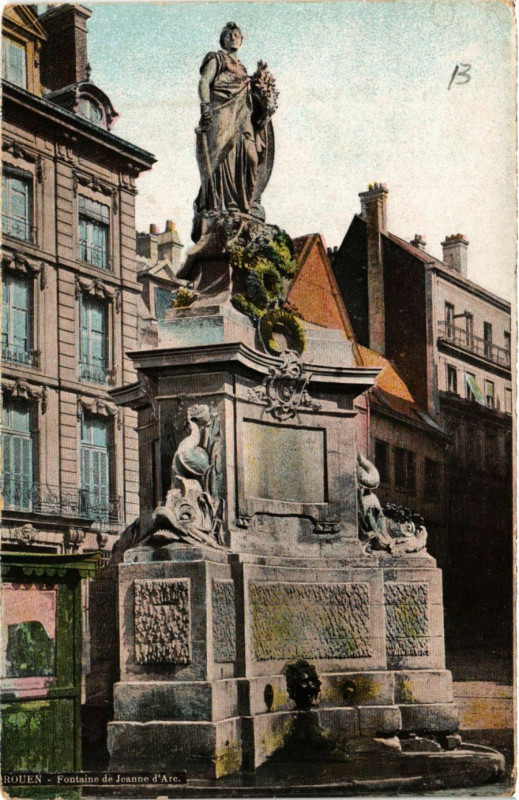 Carte postale ancienne Rouen-Fontaine de Jeanne d'Arc à Rouen
