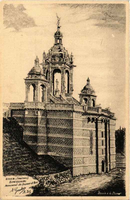 Carte postale ancienne Rouen-Bon-Secours Monument de Jeanne d'Arc à Rouen