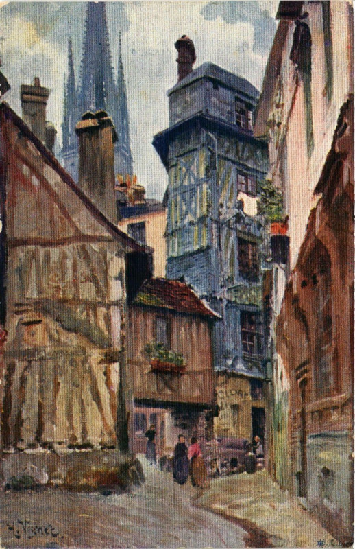 Carte postale ancienne Rouen Pitt.-Rue du Hallage à Rouen