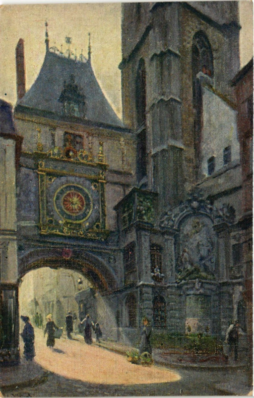 Carte postale ancienne Rouen Pitt.-Fontaine du Gros-Horloge à Rouen