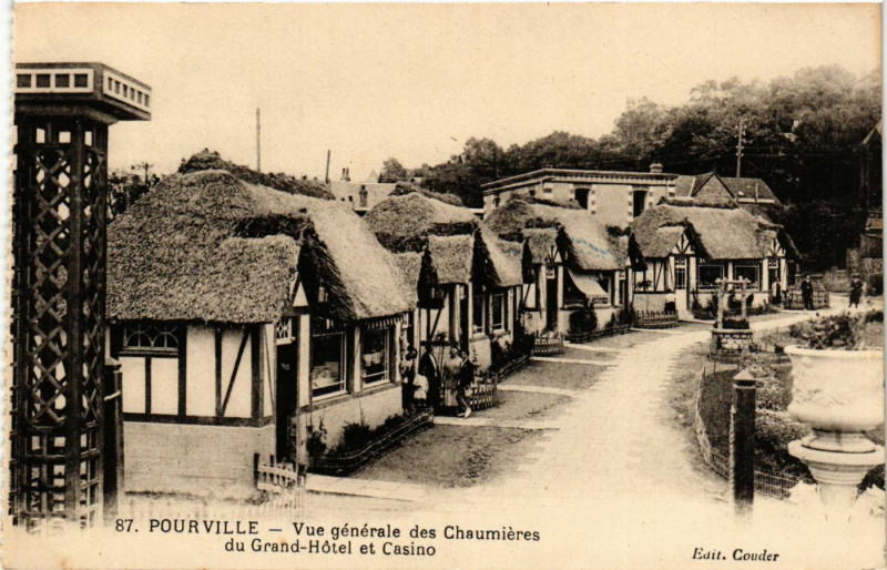 Carte postale ancienne Pourville-Vue générale des Chaumieres du Grand Hotel et Casino