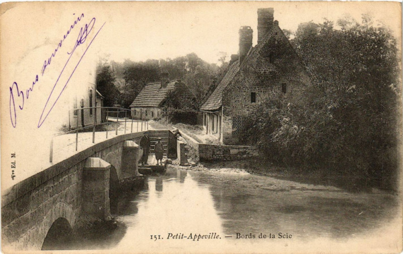 Carte postale ancienne Petit-Appeville Bords de la Scie