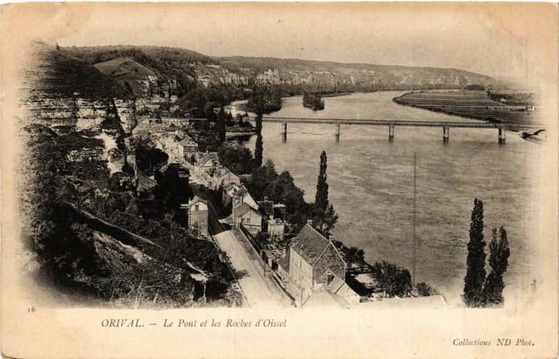 Carte postale ancienne Orival-Le Pont et les Roches d'Oissel à Orival
