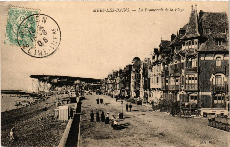 Carte postale ancienne Mers-les-Bains-La Promenade de la Plage
