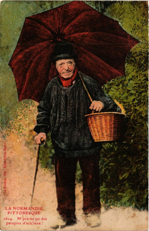 Carte postale ancienne M'preche po des parapies d'ach'teue à Eu