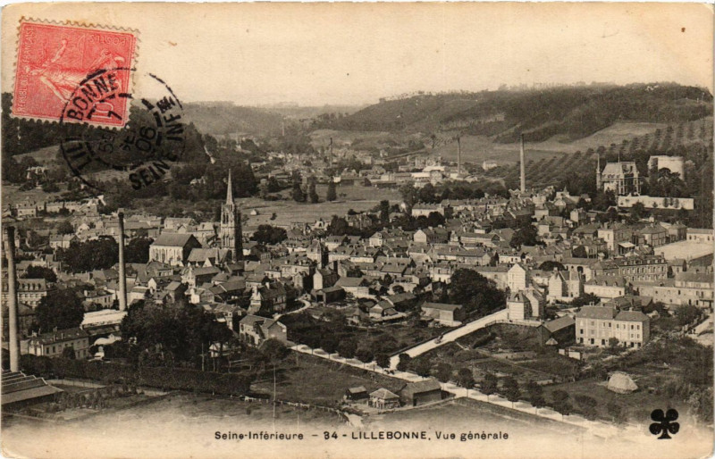 Carte postale ancienne Lillebonne Vue générale à Lillebonne