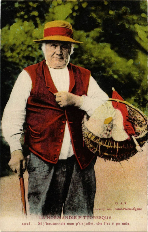 Carte postale ancienne La Normandie Pitt.-Si j'boutonnais man