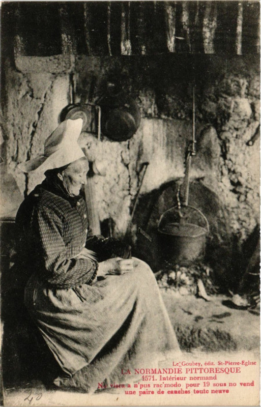 Carte postale ancienne La Normandie Pitt. Interieur normand à Eu