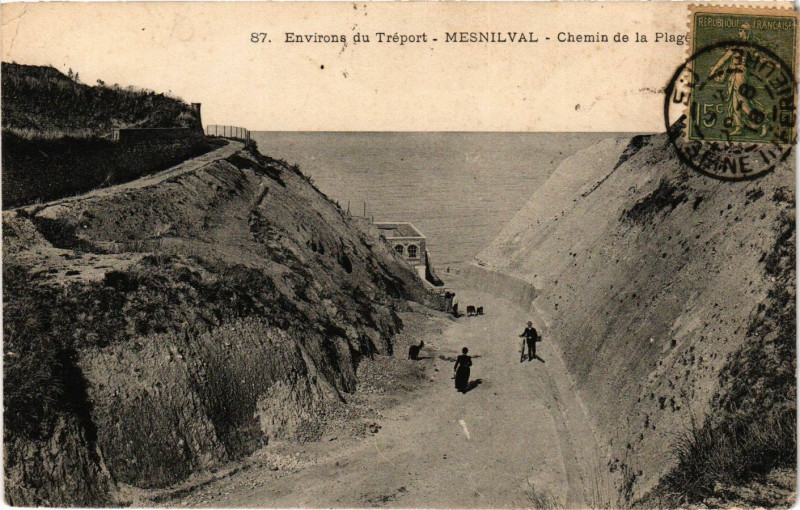 Carte postale ancienne Env. du Treport MESNILval. Chemin de la Plage