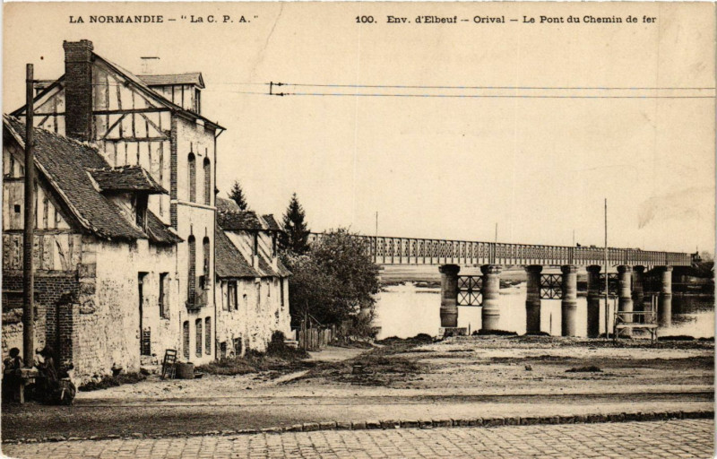 Carte postale ancienne Env. de Elbeuf Orival-Le Pont du Chemin de fer à Elbeuf
