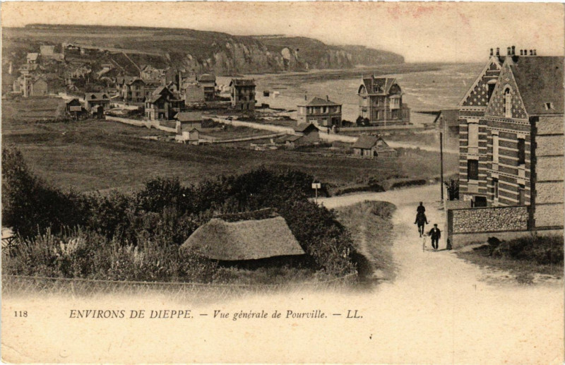 Carte postale ancienne Env. de Dieppe-Vue générale de Pourville à Dieppe