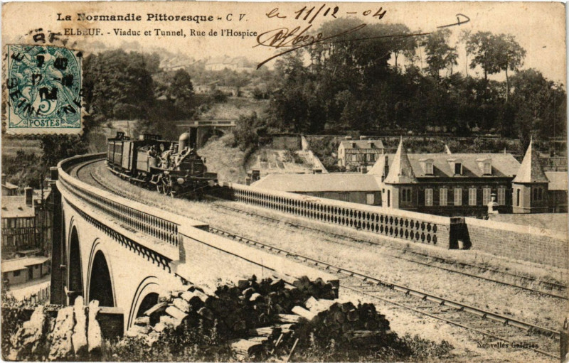 Carte postale ancienne Elbeuf-Viaduc et Tunnel Rue de l'Hospice à Elbeuf