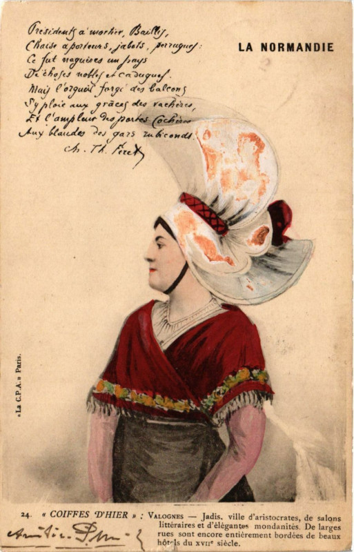 Carte postale ancienne Coiffes D'Hier-Valognes
