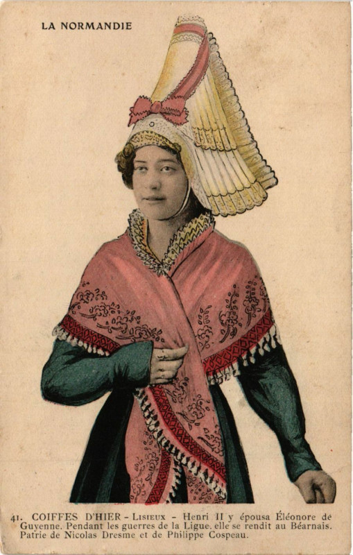 Carte postale ancienne Coiffes D'Hier-Lisieux à Eu