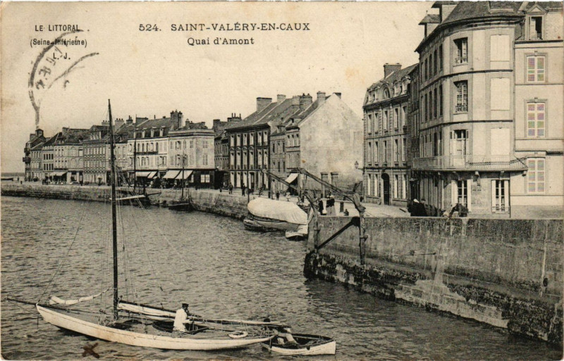 Carte postale ancienne Saint-Valery en Caux-Quai d'Amont à Ry
