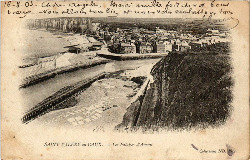 Carte postale ancienne Saint-Valery en Caux-Les Falaises d'Amont à Ry