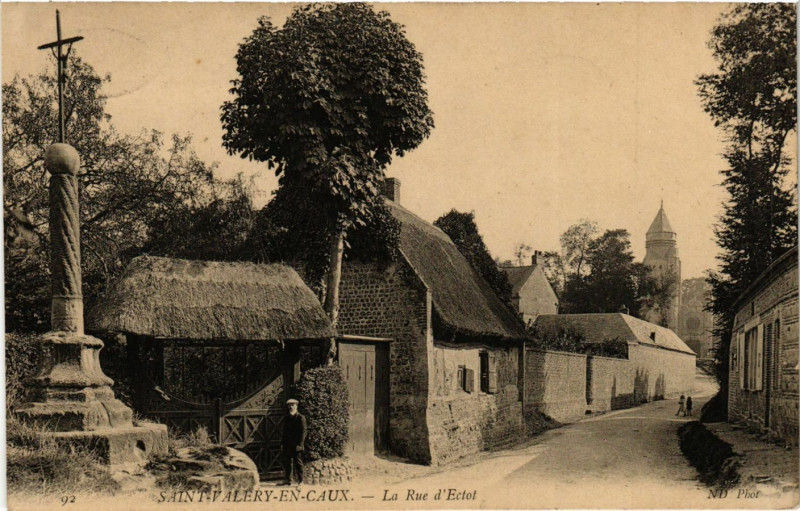 Carte postale ancienne Saint-Valery en Caux-La Rue d'Ectot à Ry