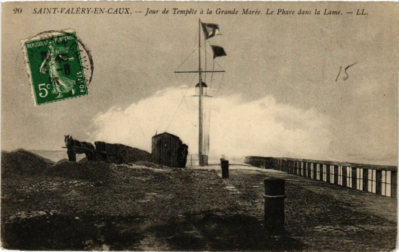Carte postale ancienne Saint-Valery en Caux-Jour de Tempete a la Grande Marée à Ry