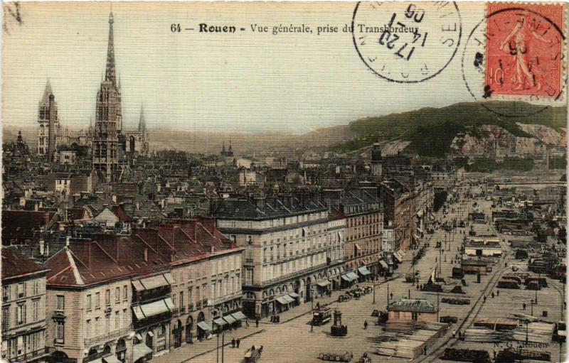Carte postale ancienne Rouen-Vue générale prise du Transbordeur à Rouen