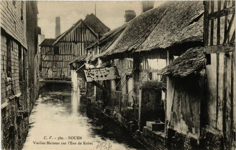 Carte postale ancienne Rouen-Vieilles Maisons sur l'Eau de Robec à Rouen