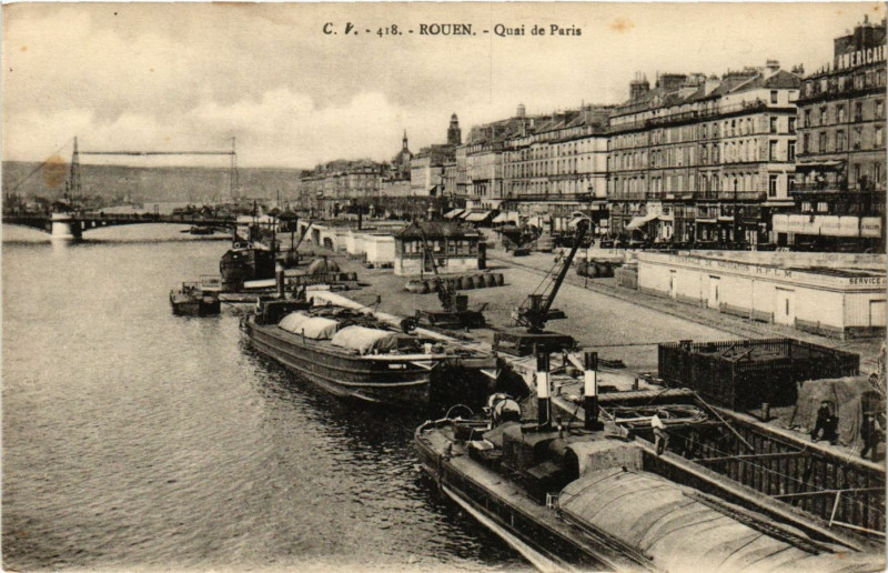 Carte postale ancienne Rouen-Quai de Paris à Rouen