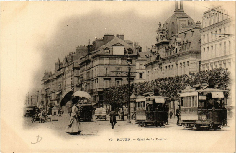 Carte postale ancienne Rouen-Quai de la Bourse à Rouen