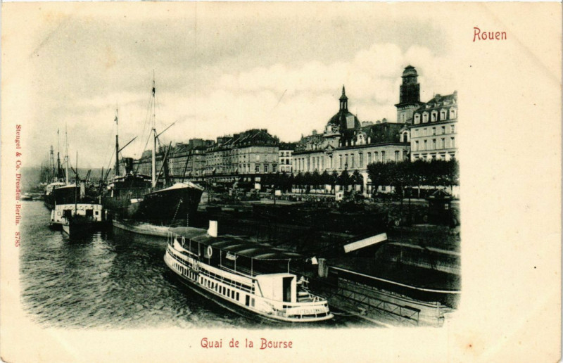 Carte postale ancienne Rouen-Quai de la Bourse à Rouen