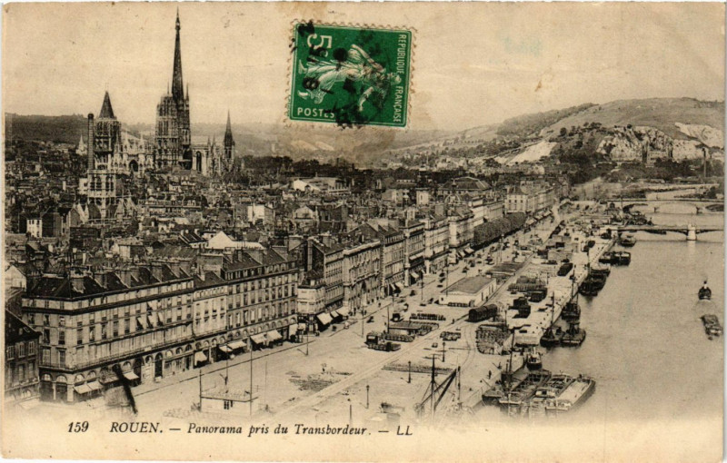 Carte postale ancienne Rouen-Panorama pris du Transbordeur à Rouen