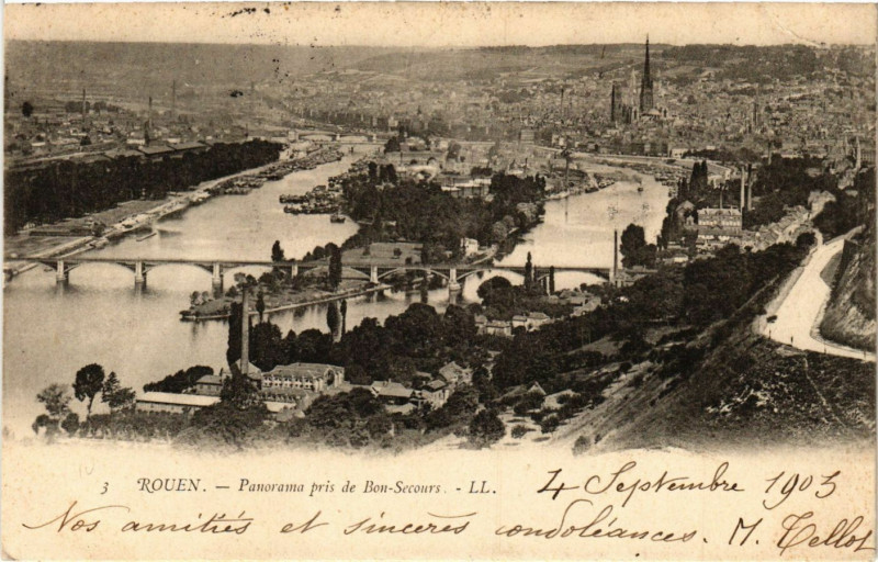 Carte postale ancienne Rouen-Panorama pris de Bon-Secours à Rouen