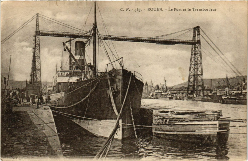 Carte postale ancienne Rouen-Le Port et le Transbordeur à Rouen