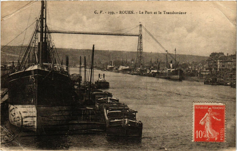 Carte postale ancienne Rouen-Le Port et le Transbordeur à Rouen