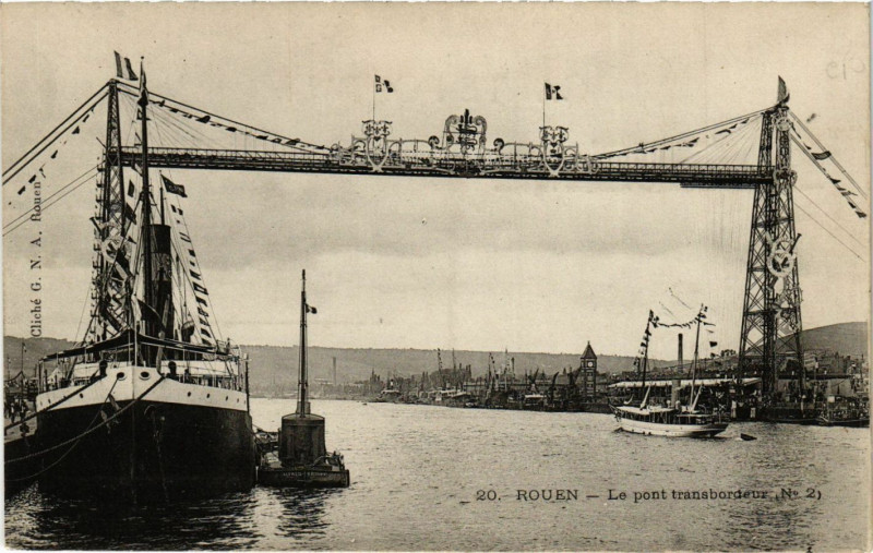 Carte postale ancienne Rouen-Le pont transbordeur à Rouen