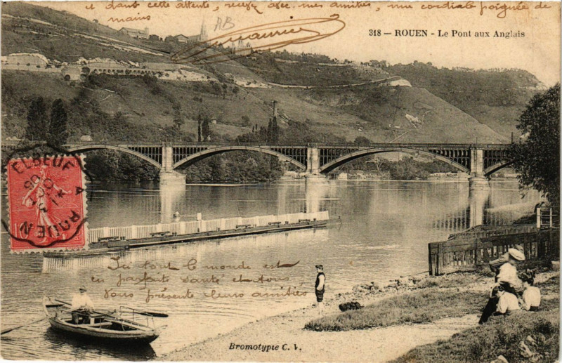Carte postale ancienne Rouen-Le Pont aux Anglais à Rouen