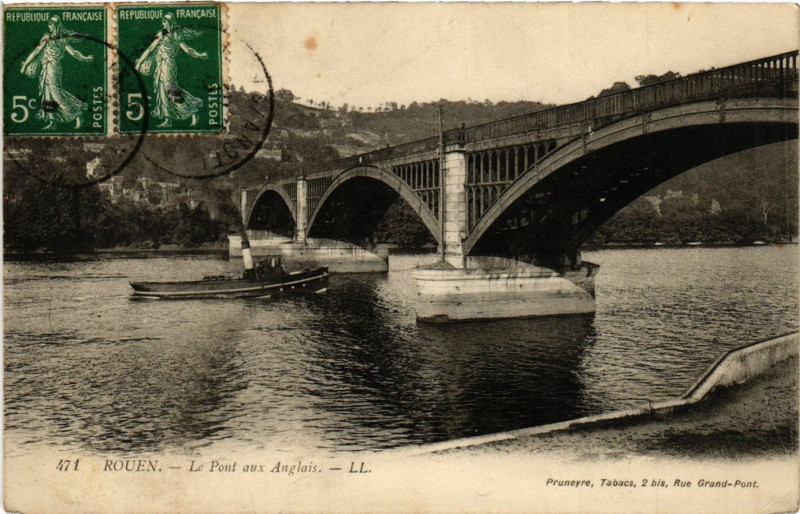 Carte postale ancienne Rouen-Le pont aux Anglais à Rouen