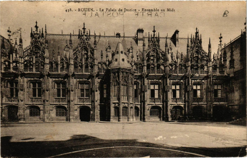 Carte postale ancienne Rouen-Le Palais de Justice Ensemble au Midi à Rouen
