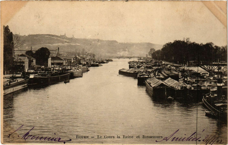 Carte postale ancienne Rouen-Le Cours la Reine et Bon-Secours à Rouen