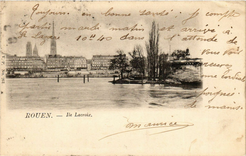 Carte postale ancienne Rouen-Ile Lacroix à Rouen