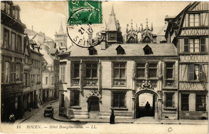 Carte postale ancienne Rouen-Hotel Bourgtheroulde à Rouen