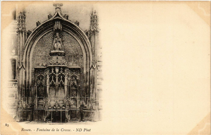 Carte postale ancienne Rouen-Fontaine de la Crosse à Rouen