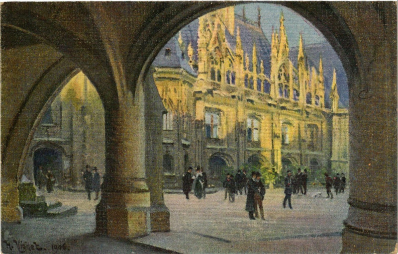 Carte postale ancienne Rouen Cour du Palais de Justice à Rouen