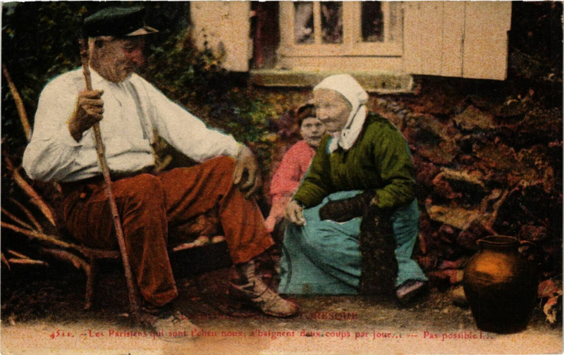 Carte postale ancienne Les PARISiens qui sont t'cheu noux à Eu