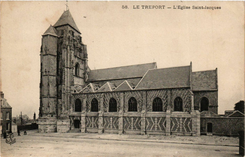Carte postale ancienne Le Treport-L'Eglise Saint-Jacques au Tréport
