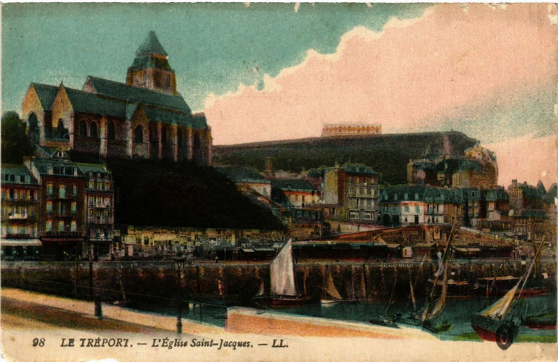 Carte postale ancienne Le Treport-L'Eglise Saint-Jacques au Tréport
