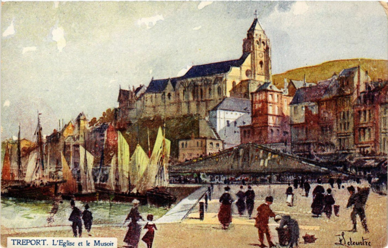 Carte postale ancienne Le Treport-L'Eglise et le Musoir au Tréport