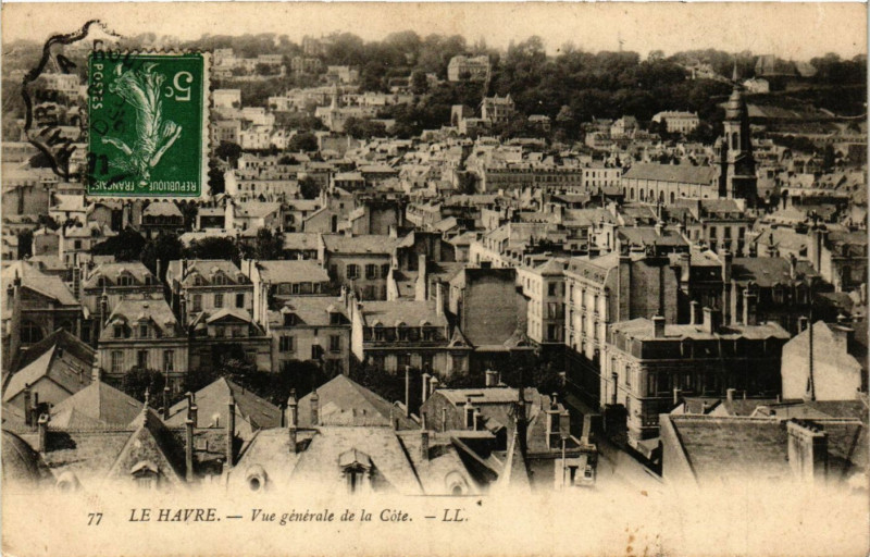 Carte postale ancienne Le Havre-Vue générale de la Cote au Havre